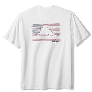 Tommy Bahama Merica Marlin Lux Cotton Slub Embroidered Logo Graphic Tee Large